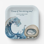 ビーチ海ベビースシャワー ペーパープレート (正面)
