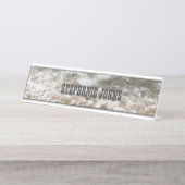 ビーチ海ホワイトウェーブズモノグラムグレー名前をカスタムする デスクネームプレート (正面)