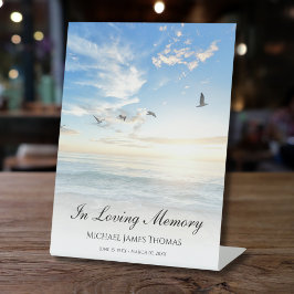 ビーチ海メモリアルまたは葬儀フォトトリビュート 台座サイン