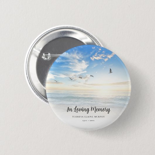 ビーチ海メモリアルまたは葬式トリビュート 缶バッジ (正面&裏面)