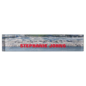 ビーチ海モノグラムの波名Red Blue デスクネームプレート (正面)