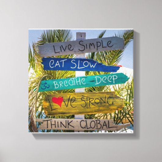 ビーチ海ライブシンプル感動的やる気を起こさせる キャンバスプリント (正面)