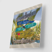 ビーチ海ライブシンプル感動的やる気を起こさせる スクエア壁時計 (傾斜)