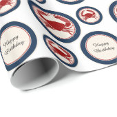 ビーチ海レッドカニ誕生日 ラッピングペーパー (ロールコーナー)