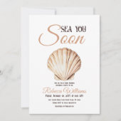 ビーチ海下You Soon Pearl Baby Shower 招待状 (正面)