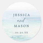 ビーチ海優先ステッカー封筒用シール ラウンドシール (正面)