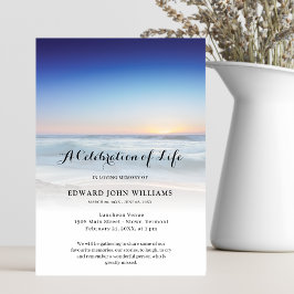 ビーチ海写真お祝いのライフ葬儀 招待状