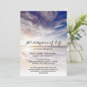 ビーチ海写真お祝いのライフ葬儀 招待状 (スタンド正面)