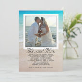 ビーチ海写真の結婚告知 招待状 (スタンド正面)