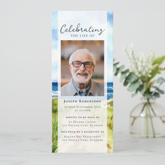 ビーチ海写真葬儀デジタルエビテ 招待状 (スタンド正面)