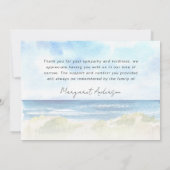 ビーチ海写真葬儀悔やみや弔慰ありがとう カード (裏面)