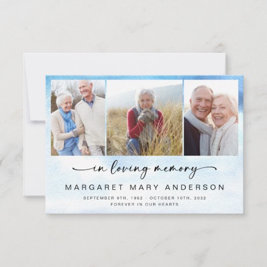 ビーチ海写真葬儀悔やみや弔慰ありがとう サンキューカード (正面)