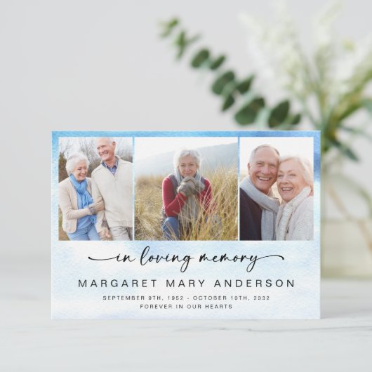 ビーチ海写真葬儀悔やみや弔慰ありがとう サンキューカード (スタンド正面)