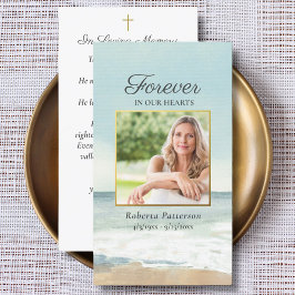 ビーチ海写真葬儀記念祈りの言葉カード 名刺