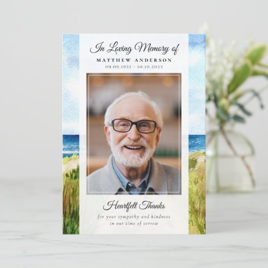 ビーチ海写真記念・葬儀記念 サンキューカード (スタンド正面)