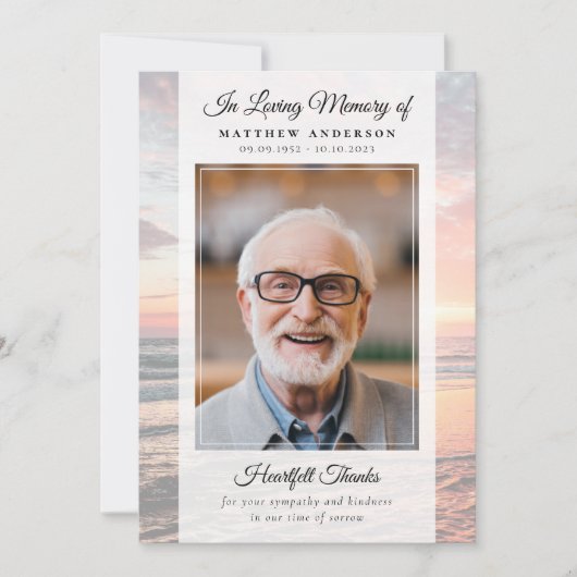 ビーチ海写真記念・葬儀記念 サンキューカード (正面)