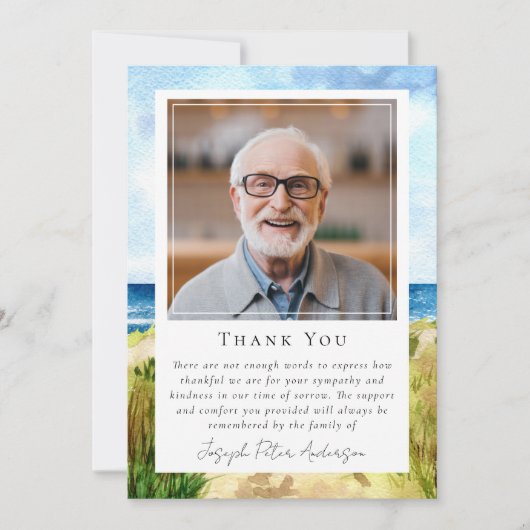 ビーチ海写真記念・葬儀記念 サンキューカード (正面)