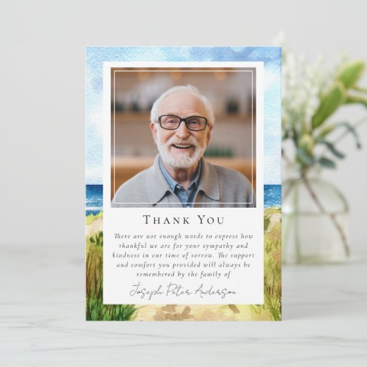 ビーチ海写真記念・葬儀記念 サンキューカード (スタンド正面)
