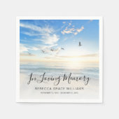 ビーチ海写真追悼式 スタンダードカクテルナプキン (正面)