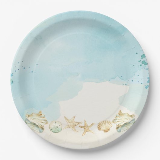 ビーチ海宛先ウェディングブライダル誕生日 ペーパープレート (正面)