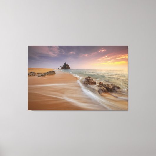 ビーチ海岸線 |自然撮影 |横長 キャンバスプリント (正面)