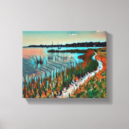 ビーチ海岸路延伸キャンバス印刷 キャンバスプリント