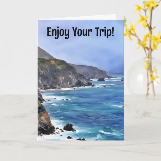 ビーチ海旅行休暇トリップカード カード (黄色い花)