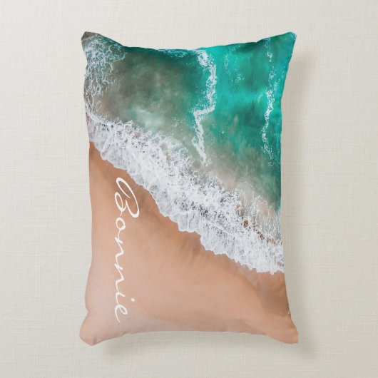 ビーチ海水の海辺の砂熱帯の夏 アクセントクッション (正面(垂直))