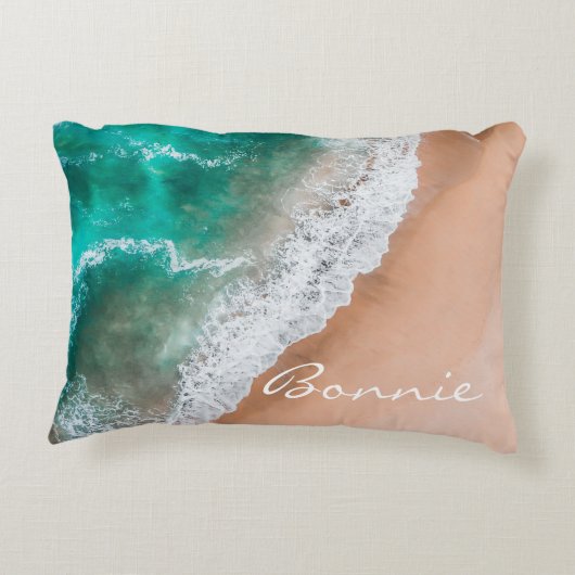 ビーチ海水の海辺の砂熱帯の夏 アクセントクッション (裏面)