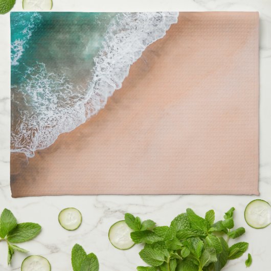 ビーチ海水の海辺の砂熱帯の夏 キッチンタオル (折り畳み)