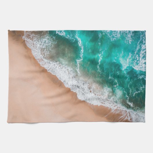 ビーチ海水の海辺の砂熱帯の夏 キッチンタオル (横)