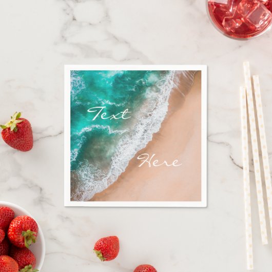 ビーチ海水の海辺の砂熱帯の夏 スタンダードカクテルナプキン (インサイチュ)