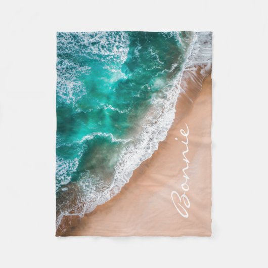 ビーチ海水の海辺の砂熱帯の夏 フリースブランケット (正面)