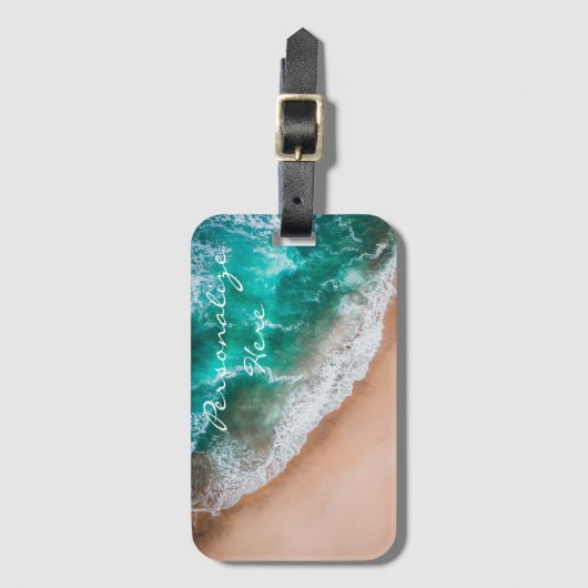 ビーチ海水の海辺の砂熱帯の夏 ラゲッジタグ (正面縦)