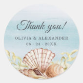 ビーチ海水の色ありがとう結婚。 ラウンドシール (正面)