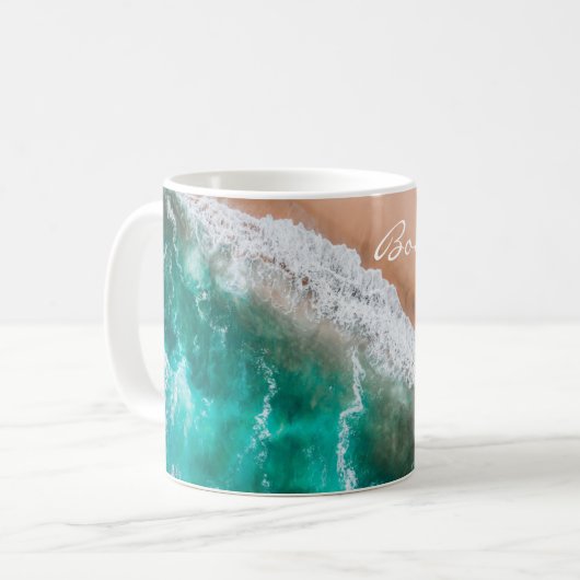 ビーチ海水は海岸砂熱帯夏に コーヒーマグカップ (正面左)