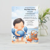 ビーチ海水キャッチ海軍ブルーカニ赤ちゃんシャワー 招待状 (スタンド正面)