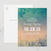 ビーチ海水中ティール（緑がかった色）ブルー日付を保存 案内ポストカード (正面/裏面)