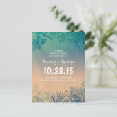 ビーチ海水中ティール（緑がかった色）ブルー日付を保存 案内ポストカード (スタンド正面)