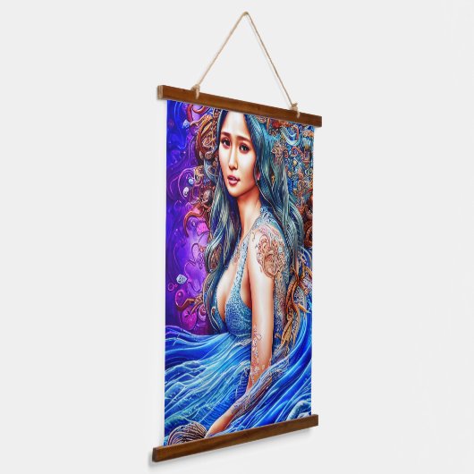 ビーチ海水中世界ファンタジーアート 吊り下げ型タペストリー (傾斜あり)