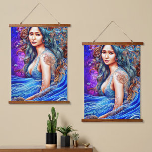 ビーチ海水中世界ファンタジーアート 吊り下げ型タペストリー