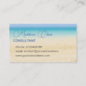 ビーチ海沿岸QRコードブルーモダン 名刺 (裏面)