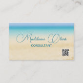 ビーチ海沿岸QRコードブルーモダン 名刺 (正面)