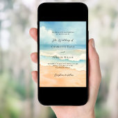 ビーチ海波ブルーベージュ結婚ズ 招待状