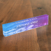 ビーチ海波モノグラム名前をカスタムするアート デスクネームプレート (側面)