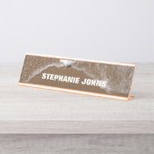 ビーチ海波水モノグラム名前をカスタムするかわいい デスクネームプレート (正面)