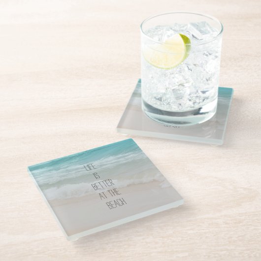 ビーチ海波     ガラスコースター (アングル)