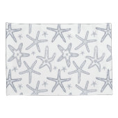 ビーチ海洋生物ヒトデ青と白パターン(の模様が)ある 枕カバー (裏面-右)