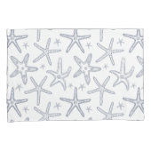 ビーチ海洋生物ヒトデ青と白パターン(の模様が)ある 枕カバー (正面右)