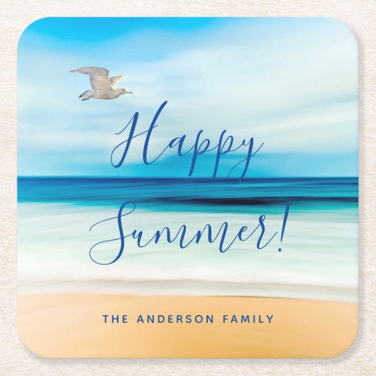 ビーチ海海の熱帯夏 スクエアペーパーコースター (正面)